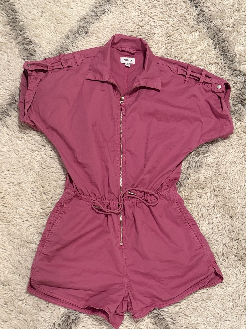Pistola “Meg” Flamingo Pink Zip Front Romper- Small